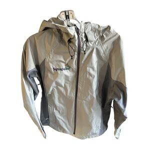 LL Bean Rain Jacket Misses Sz L Gray Hooded Full Zip Pockets Waterproof